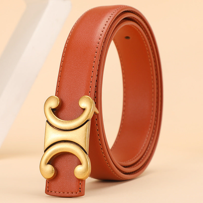 Women's Double Leather Slim Waist Fashion Jeans Belts