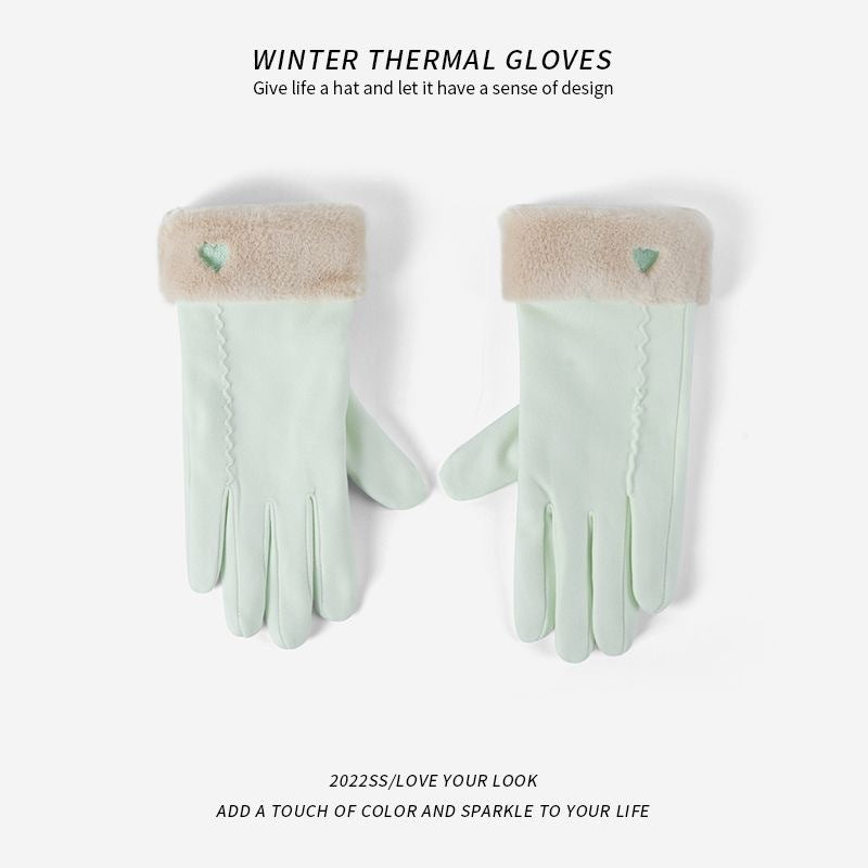 Women's Cold Protection Cotton Polar Fleece Touch Gloves