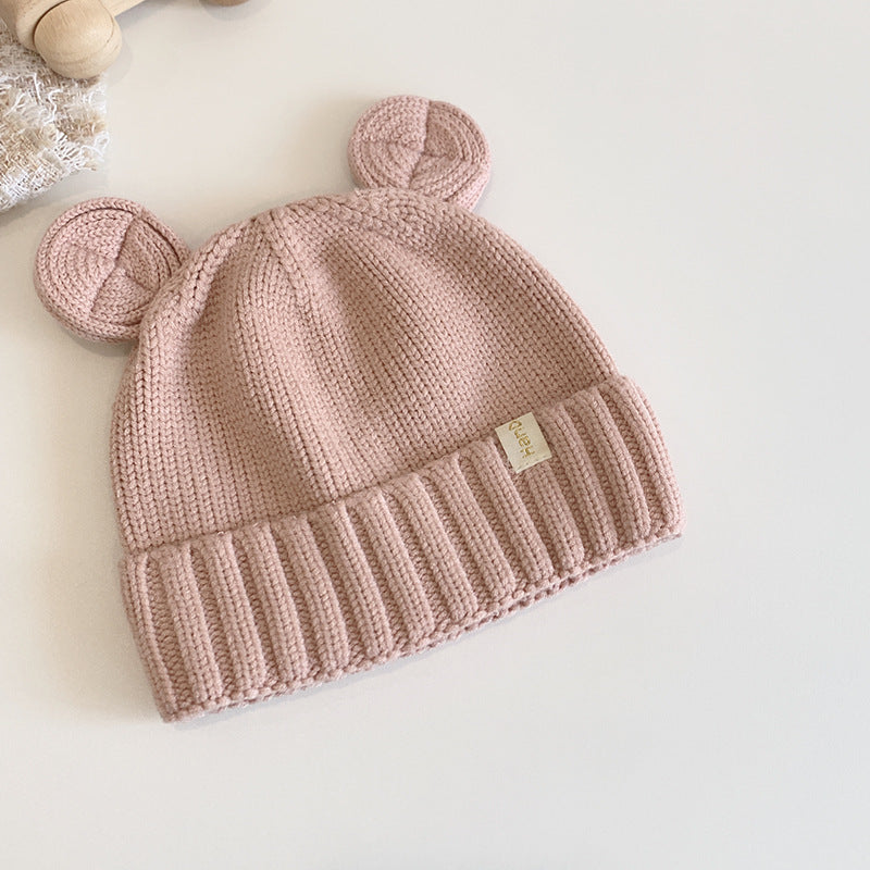 Style Solid Color Round Ears Woolen Kids' Headwear