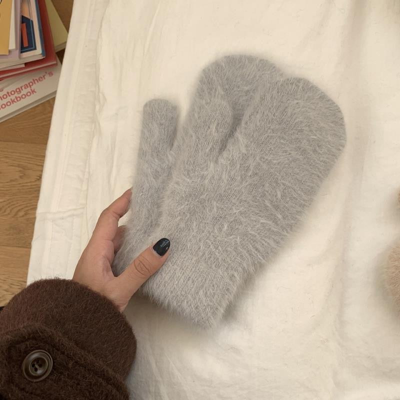 Women's Winter Cute Warm Good-looking Cycling Artificial Mink Hair Korean Gloves