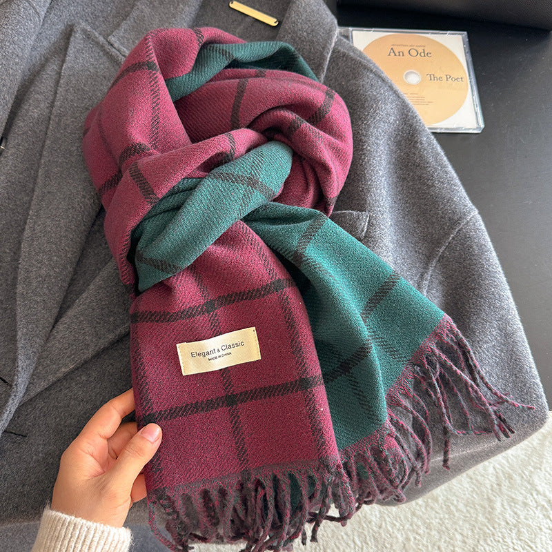 Women's Striped Plaid Talma Elegant Style Warm Scarfs