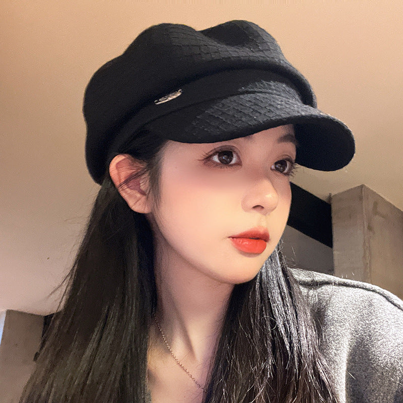 Women's Little Korean Style Beret Black Classic Hats & Caps