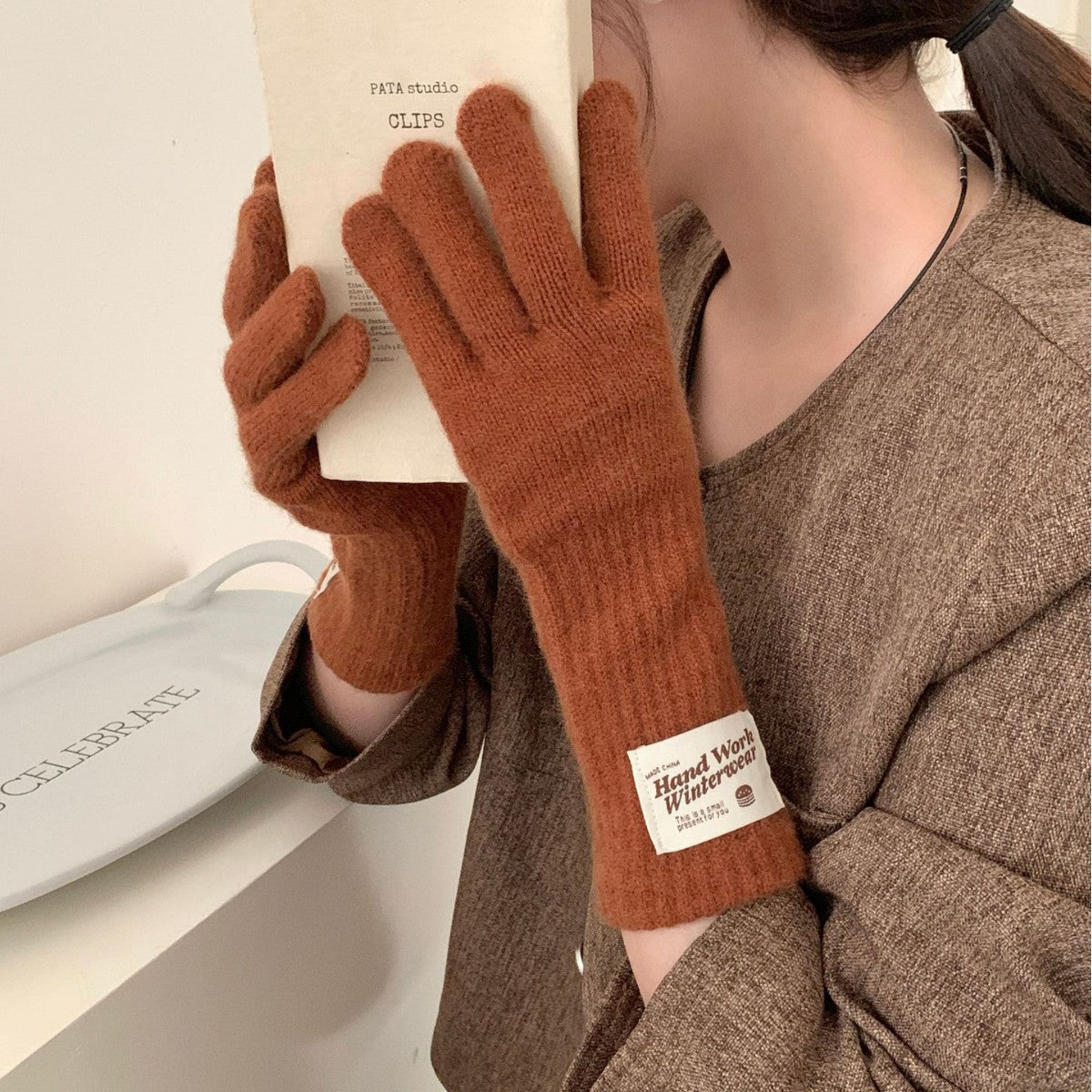 Women's Warm Five Finger Touch Screen Open Gloves