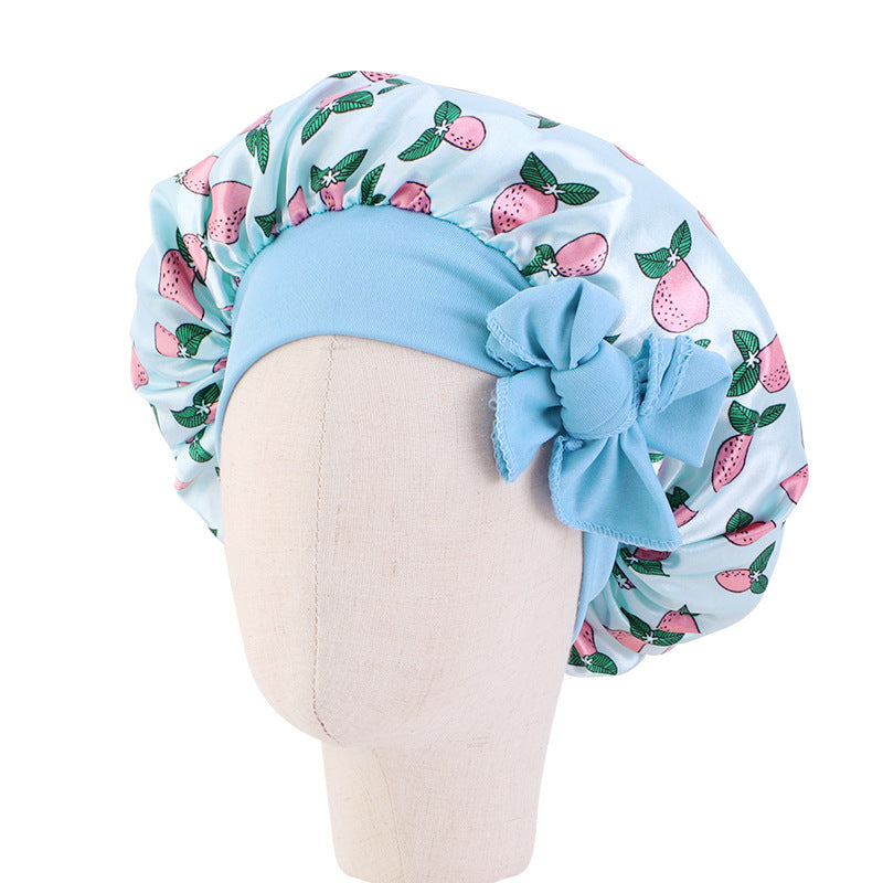 Popular Printing Satin Round Tam-o'-shanter Elastic Kids' Headwear