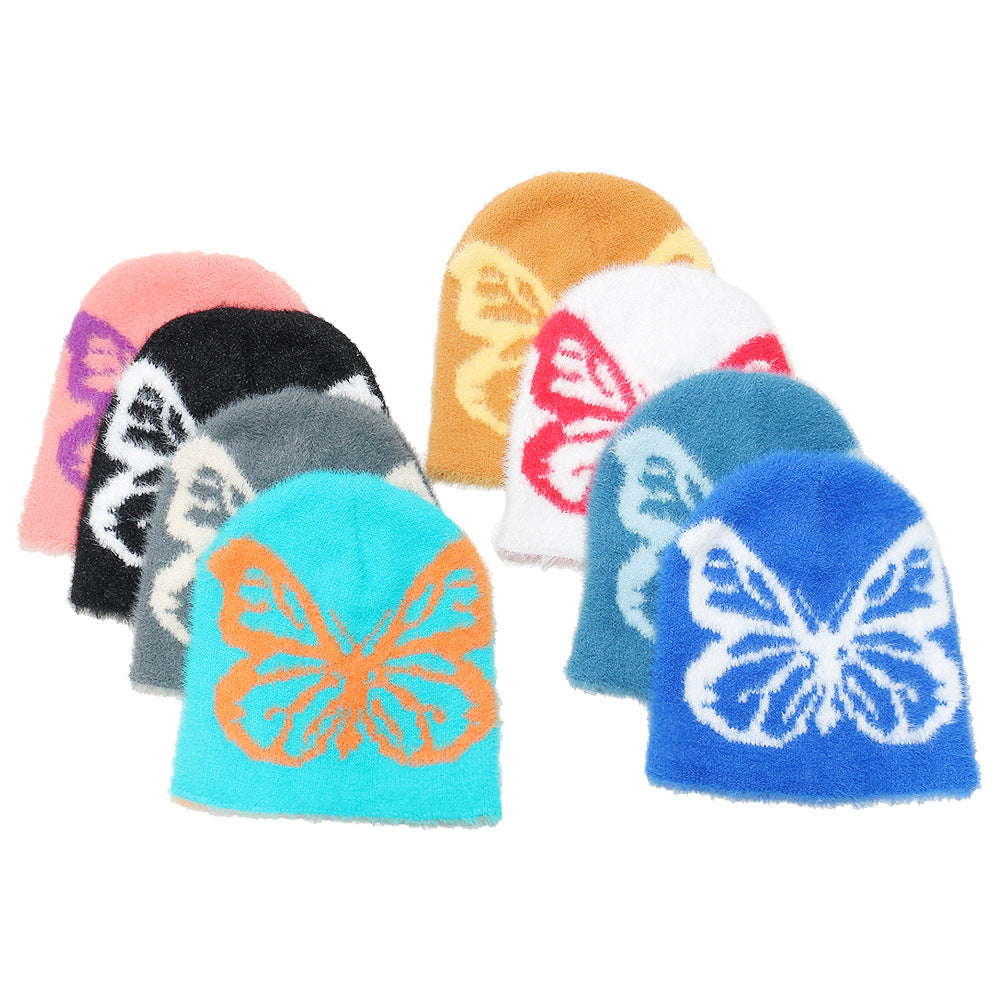 Women's Knitted Woolen Warm Ski Butterfly Jacquard Hats & Caps