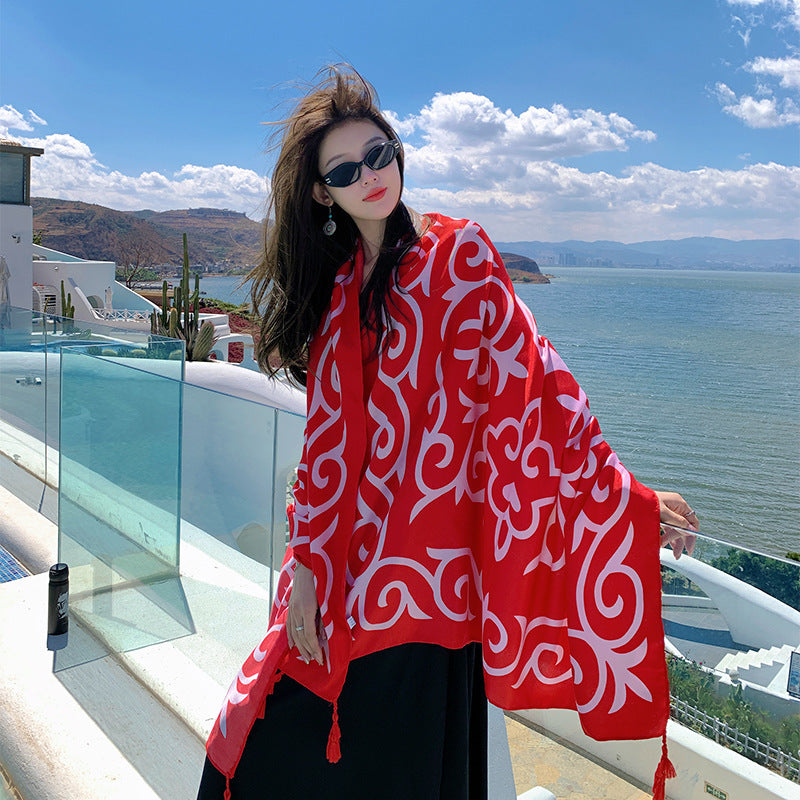 Ethnic Print Travel Outdoor Shawl Air-conditioned Scarfs