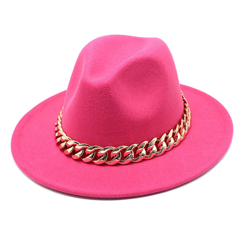 Men's Top Hat Golden Acrylic Chain Fedora Hats & Caps