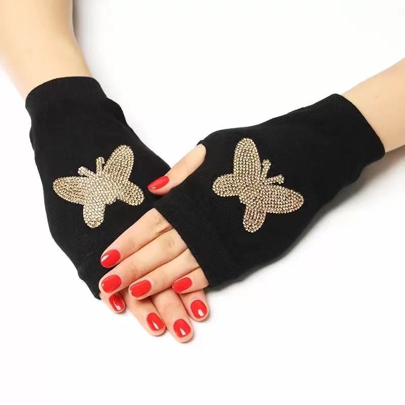 Women's & Men's Sailor Dance Open Finger Rivet Knitting Gloves