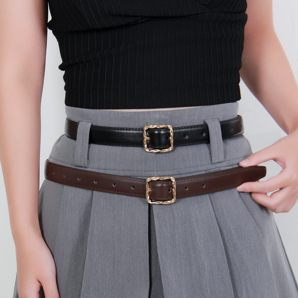 Women's Simple Decorative Fashion Black Pin Jeans Belts