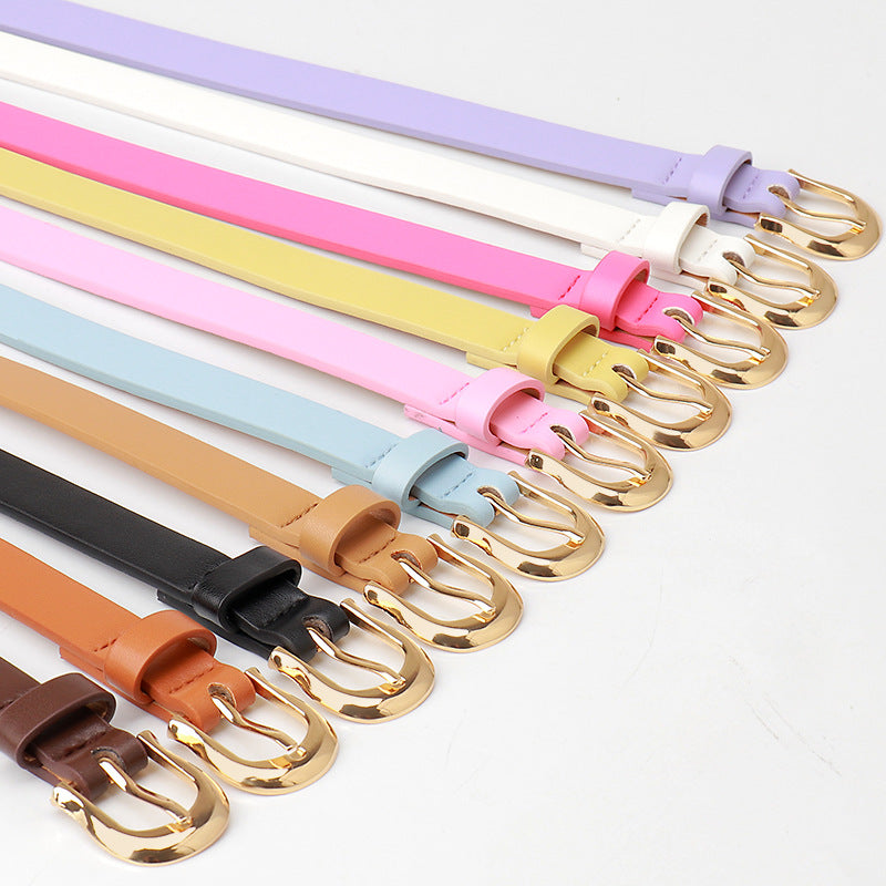 Women's Pin Buckle Flat Candy Color Simple Belts