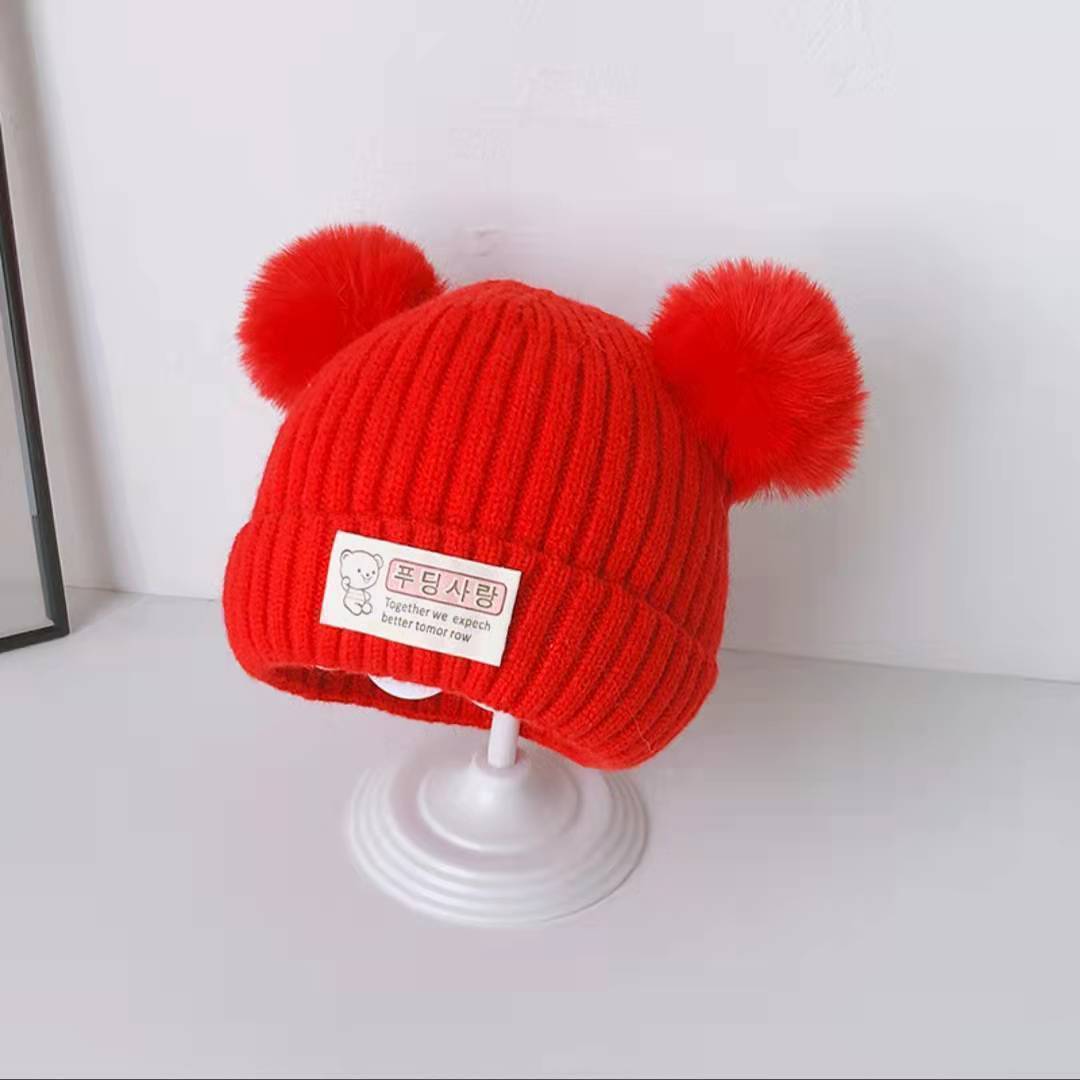 Women's & Men's Ball Windproof Warm Wool Cartoon Bear Cloth Kids' Headwear