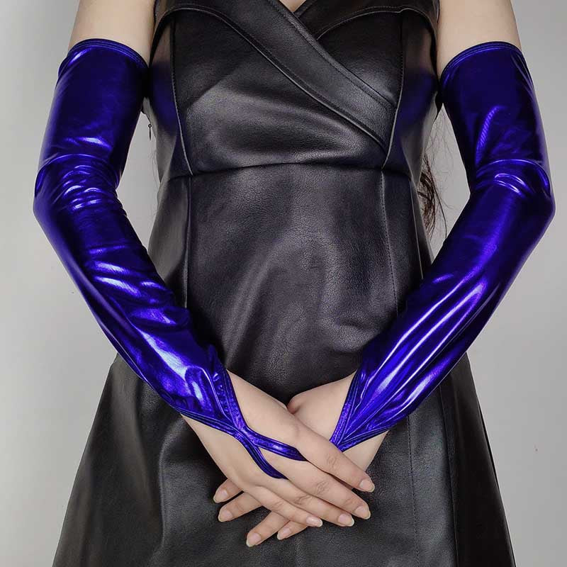 Hook Finger Coated Patent Leather Female Open Pole Gloves