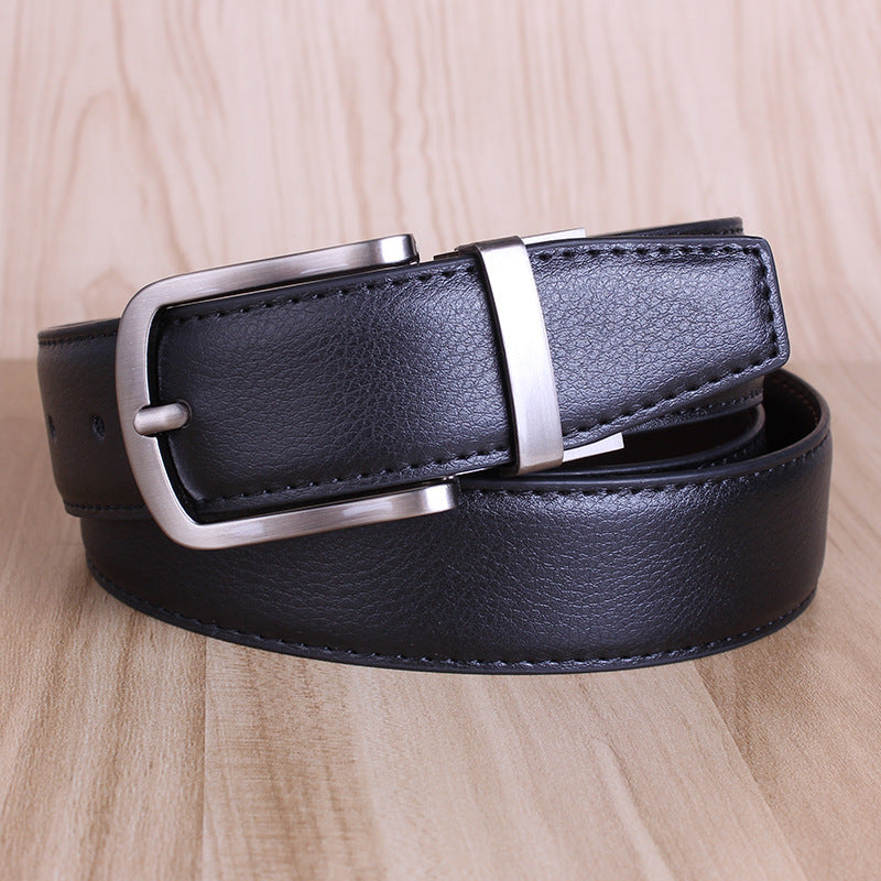 Men's Rotating Buckle Cowhide Pin Casual Double-sided Belts