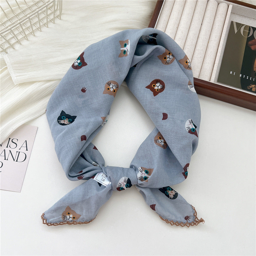 Women's Korean Style Small Square Towel Silk For Soft Scarfs