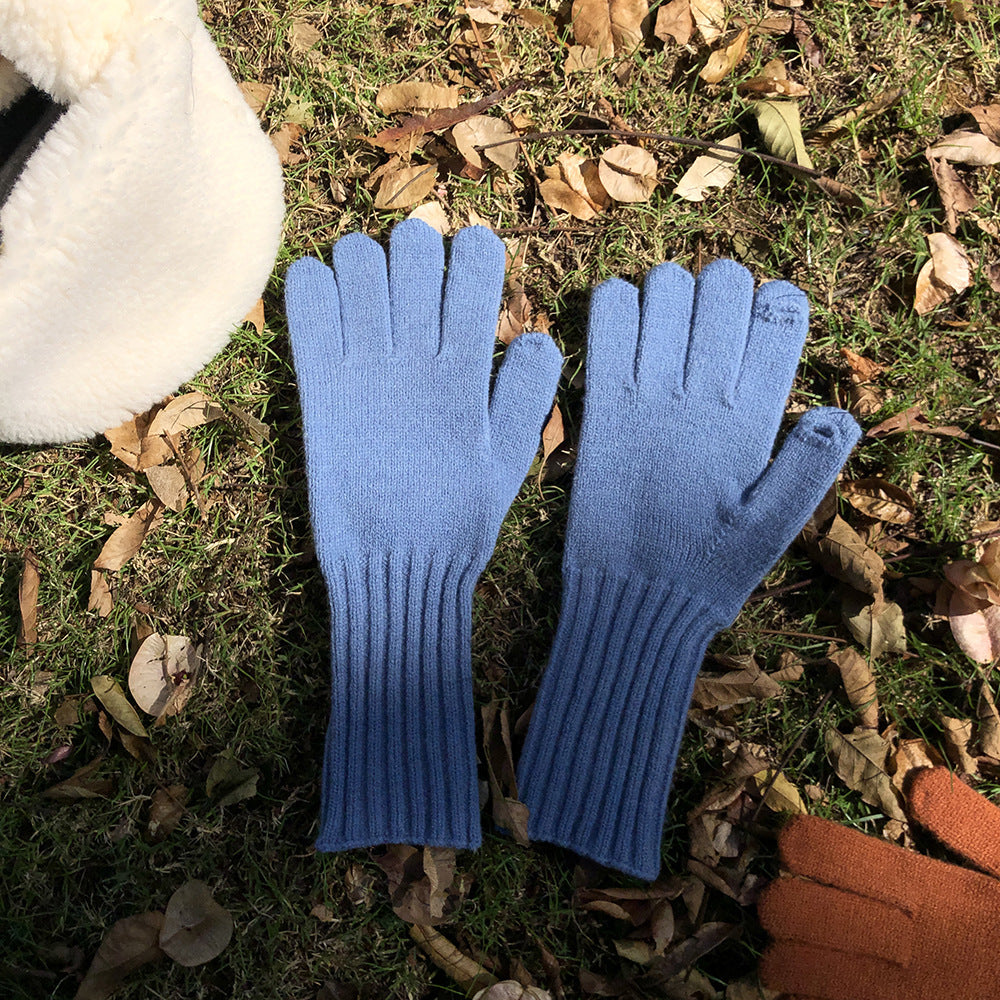 Color Warm Keeping Knitted Playable Mobile Gloves