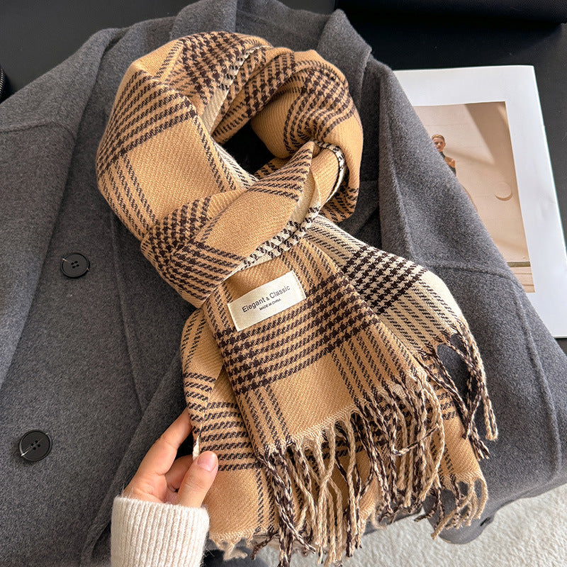 Women's Striped Plaid Talma Elegant Style Warm Scarfs