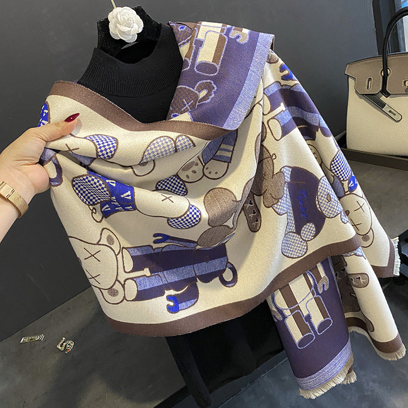 Women's High-grade Sunflower Pattern Artificial Cashmere Warm Scarfs