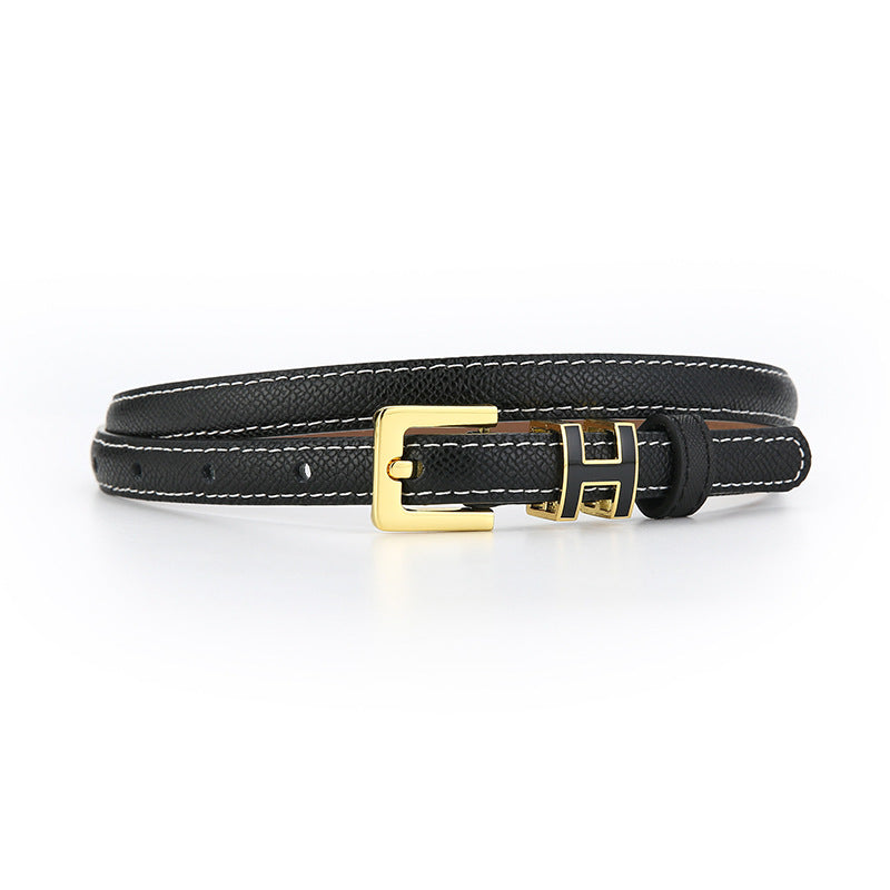 Women's Genuine Leather Letter Counter Thin Matching Belts