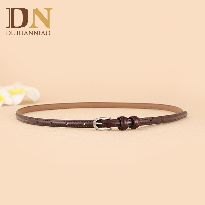 Women's Summer Joker Leather Thin Wind Decoration Belts