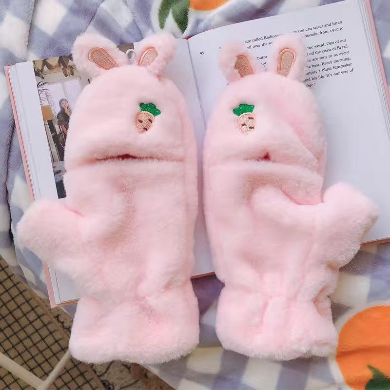 Women's Style Fashionable Cartoon Veet Thickened Male Gloves