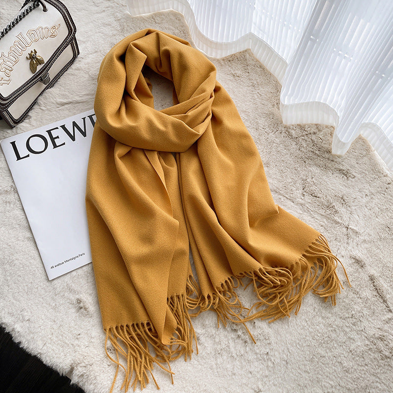 Women's & Men's Artificial Cashmere Pure Color Warm Keeping Shawl Thickened Scarfs