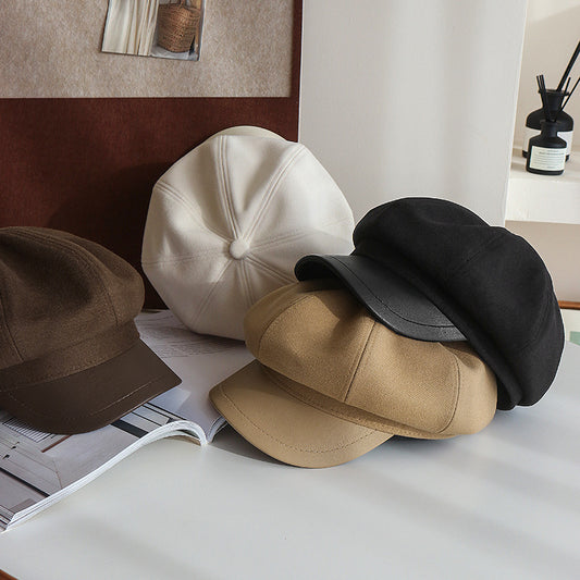 Women's Style Beret Autumn Peaked British Small Hats & Caps