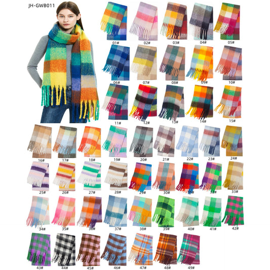 Women's Thick Color Thickened Double-sided Plaid Bib Scarfs