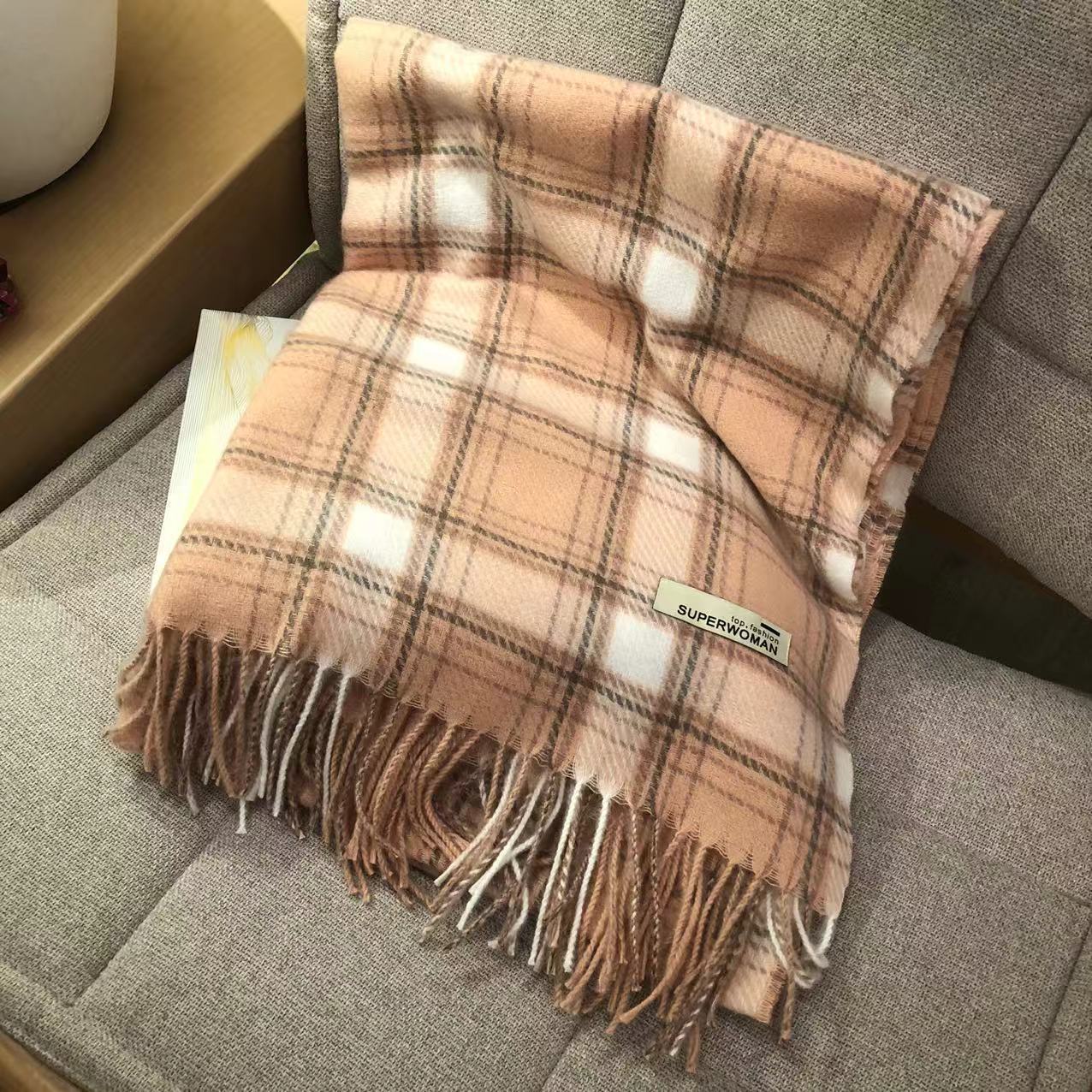 Women's Plaid Artificial Cashmere Thick Warm Shawl Scarfs