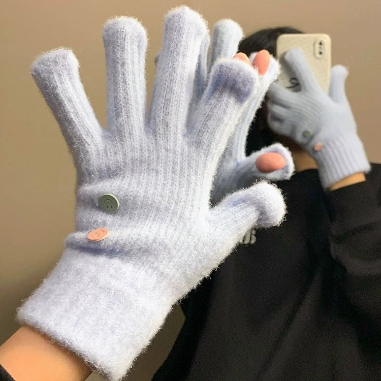 Women's Color Knitted For Winter Riding Cute Gloves