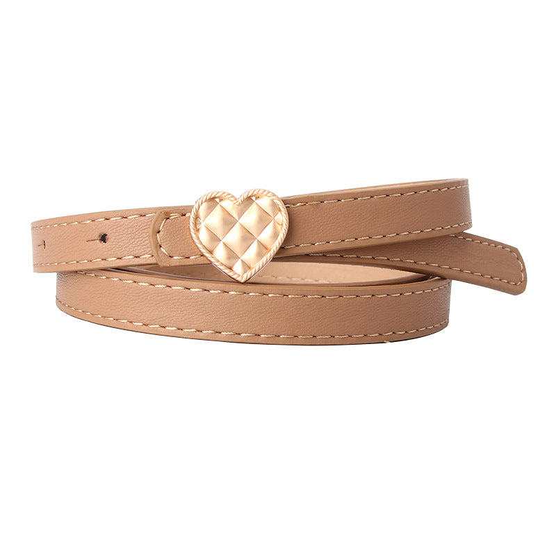 Women's Trend Personalized Thin Peach Heart Buckle Belts