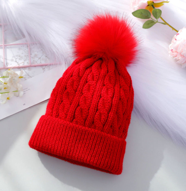 Woolen With Fur Ball Pure Cute Kids' Headwear