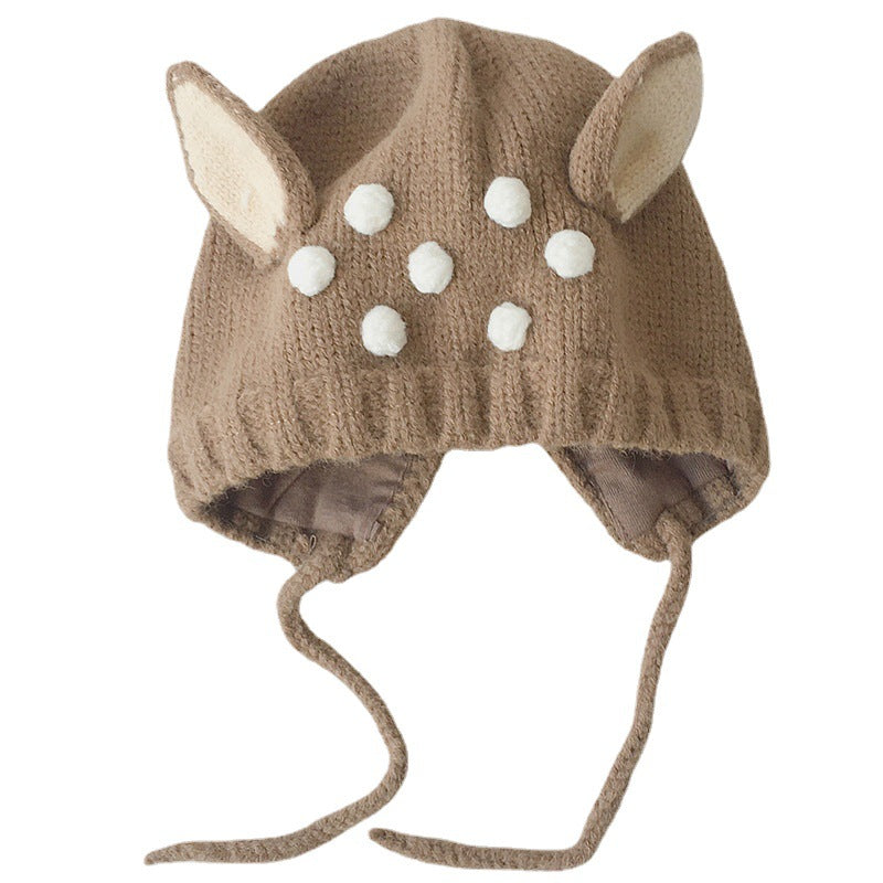 Hat Cute Deer Earmuffs Knitted Woolen Kids' Headwear