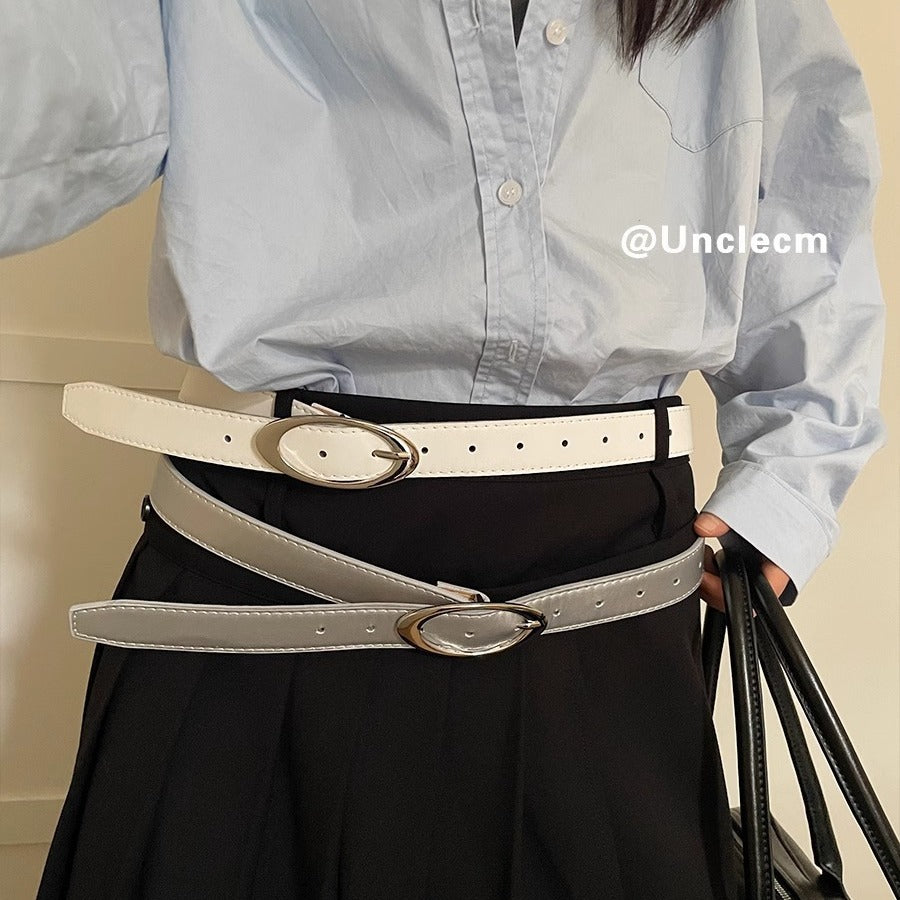 Women's Style Irregular Oval Metal Buckle With Skirt Belts