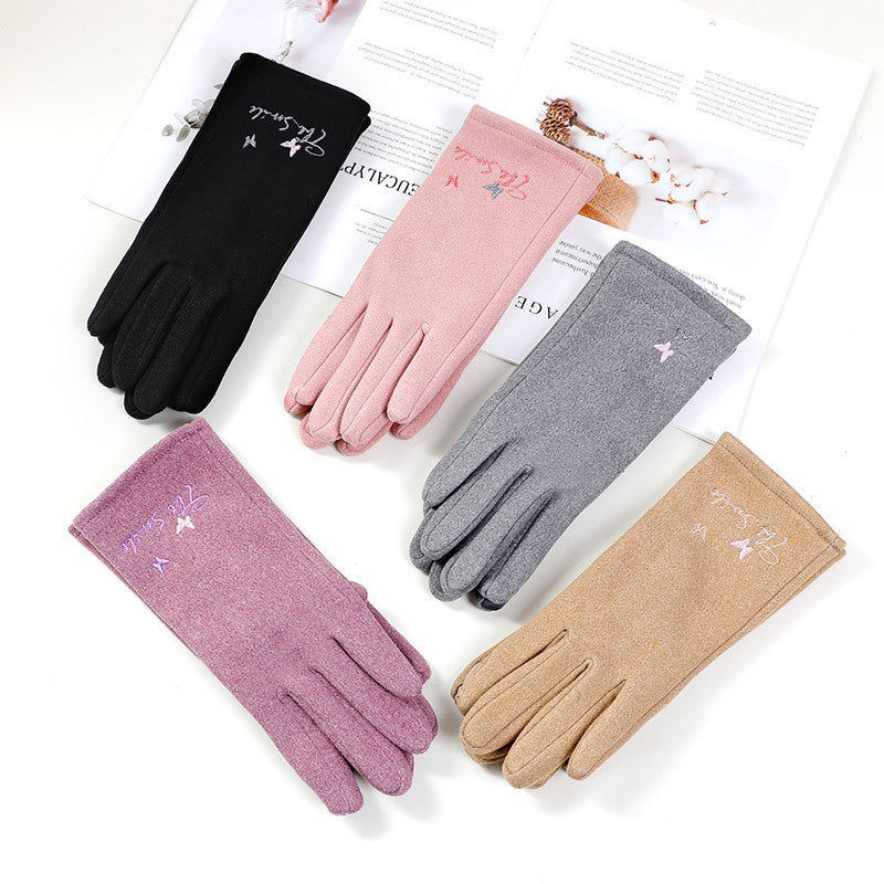 Women's Cycling Driving Touch Screen Fleece-lined Windproof Gloves