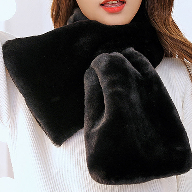 Women's Winter Plush Cross Thick Pure Color Scarfs