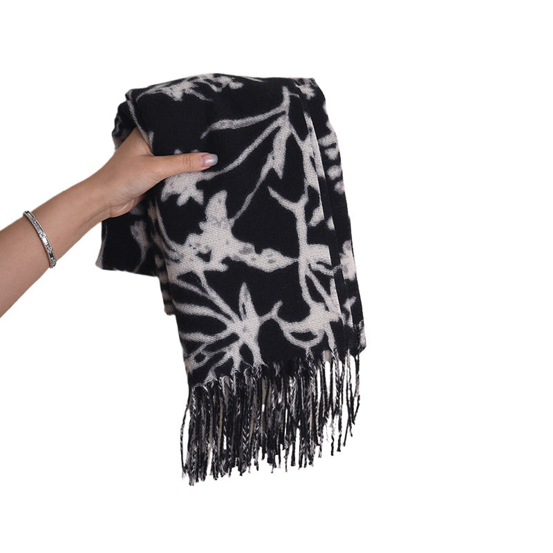 Women's Tassel Floral Korean Style Fashionable Elegant Scarfs