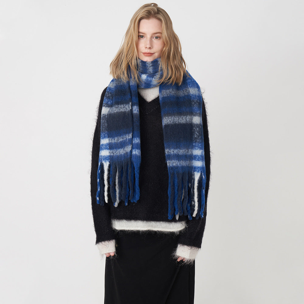 Women's Winter Soft Cashmere Plaid French Retro Scarfs