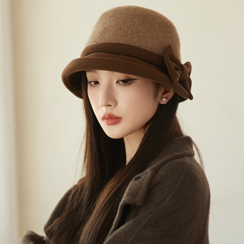 Women's Woolen Fisherman Hat Korean Fashion Elegant Warm Bucket Temperament Hats & Caps