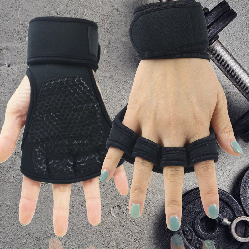 Women's & Men's Half Finger Pull-up Wrist Protector Dumbbell Sports Equipment Hard Gloves