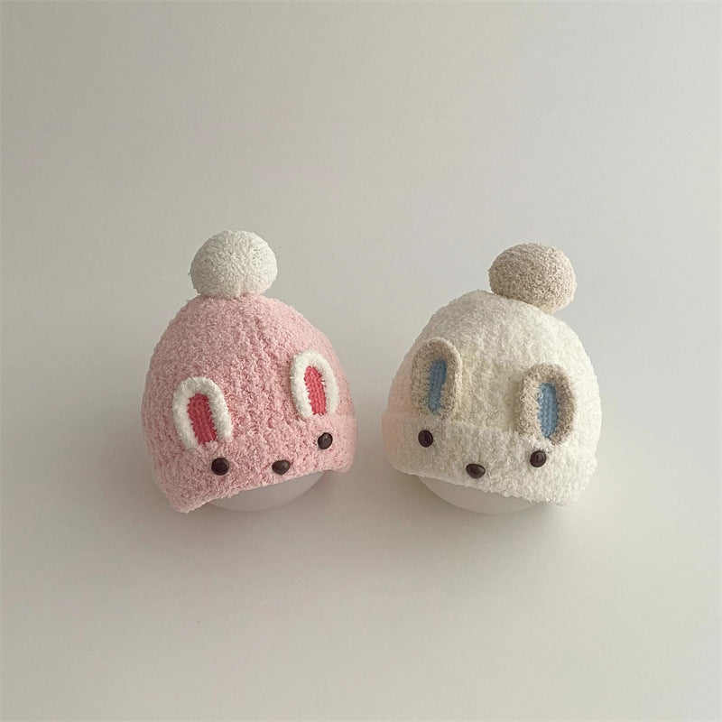 Hat Cute Rabbit Plush Knitted Sleeve Kids' Headwear