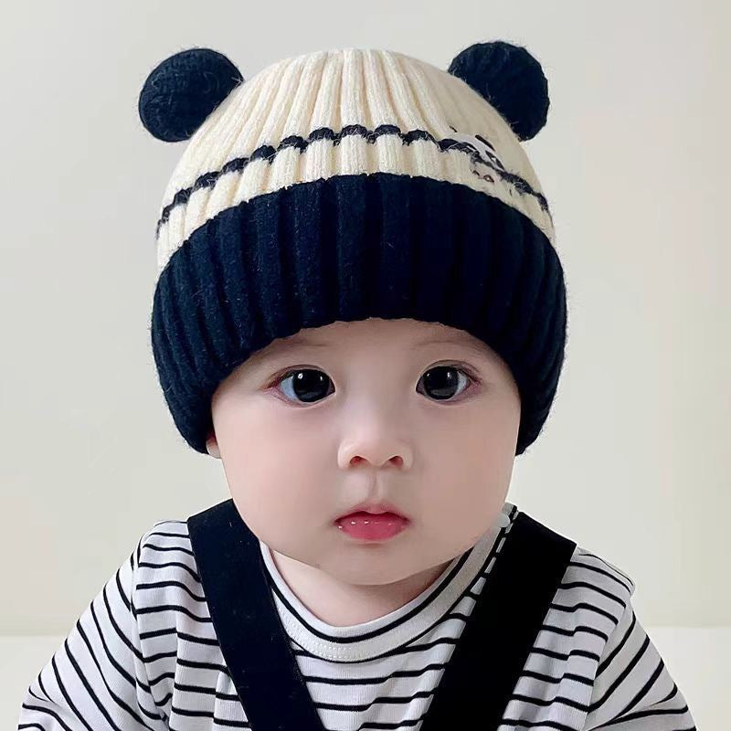 Winter Cute Cartoon Double Ball Woolen Boys Kids' Headwear