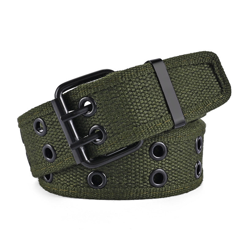 Women's & Men's Green Canvas Business Shirt Trendy Punk Belts