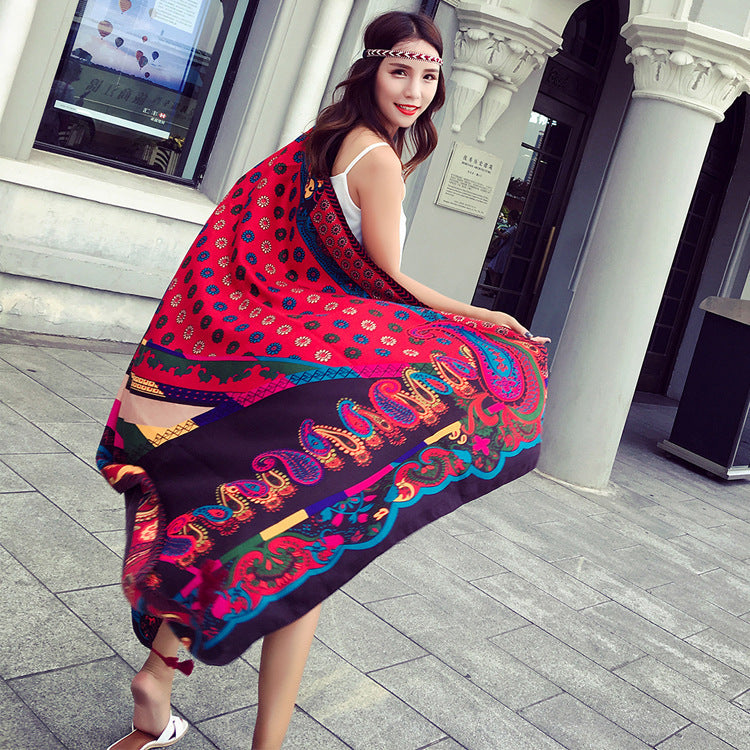 Ethnic Print Travel Outdoor Shawl Air-conditioned Scarfs