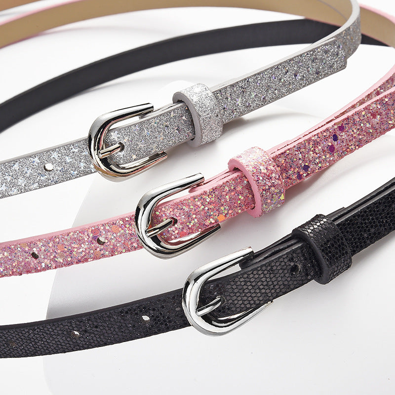 Women's & Children's Personalized Sequins Pin Buckle Versatile Trench Belts