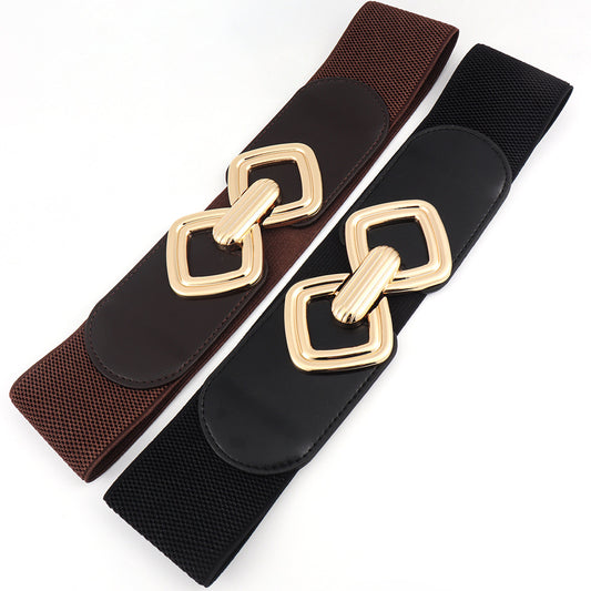 Women's Hooks Elastic Waistband Wide Waist Seal Decoration Dress Belts