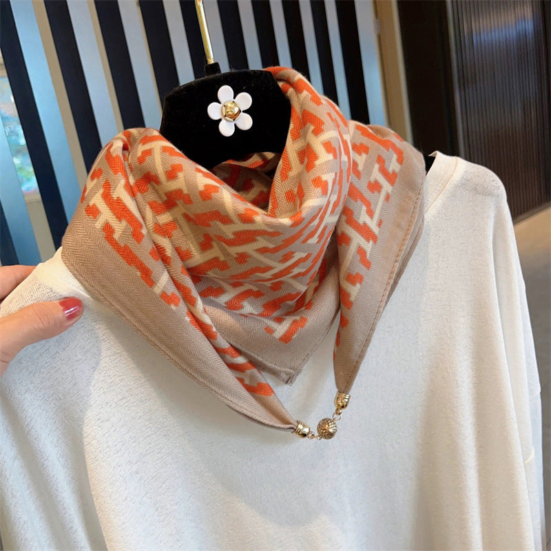 Women's Small Golden Balls Magnetic Buckle Lazy Scarfs