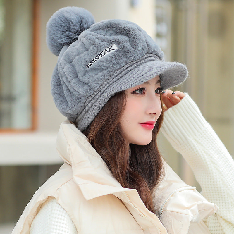 Women's Hat Fashion Rabbit Fur Warm Peaked Hats & Caps