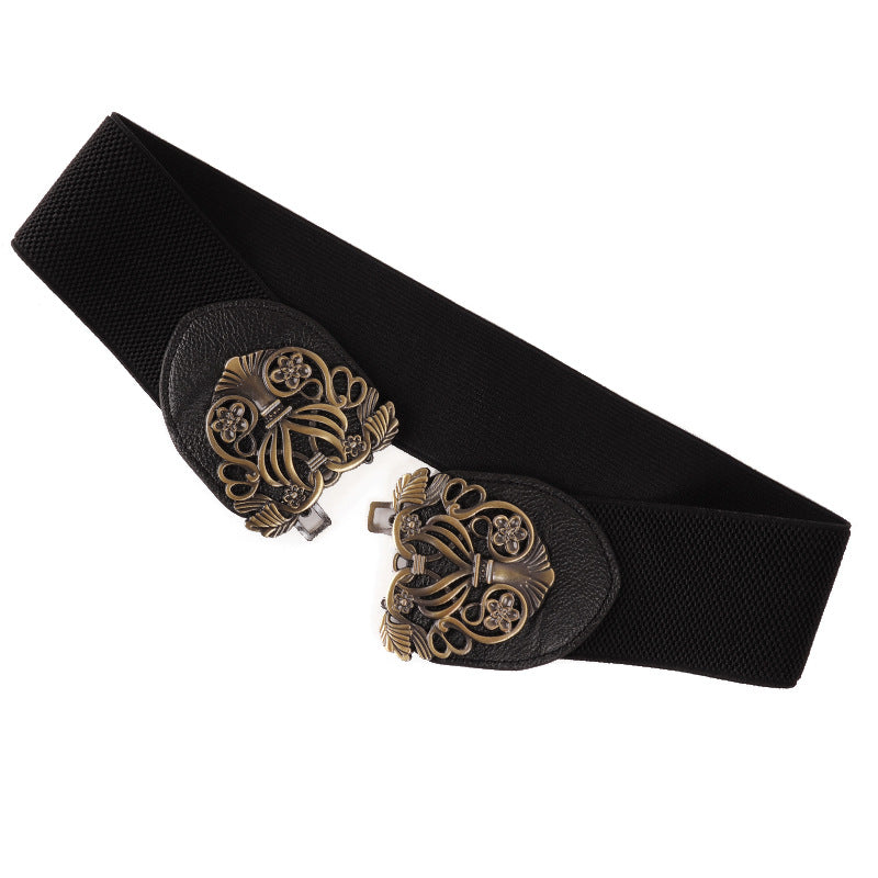 Women's Korean Style High Court Vintage Engraving Wide Belts