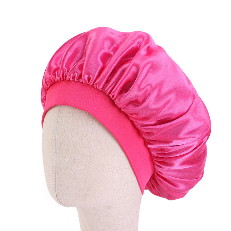 Children's Silk Nightcap Solid Color Elastic Shower Kids' Headwear