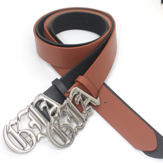 Trendy Retro Punk Distressed Letters Korean Belts